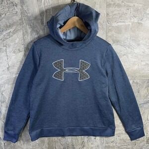 Under Armour Loose Cold Gear Blue Logo Pullover Hoodie Sweatshirt Women's Large